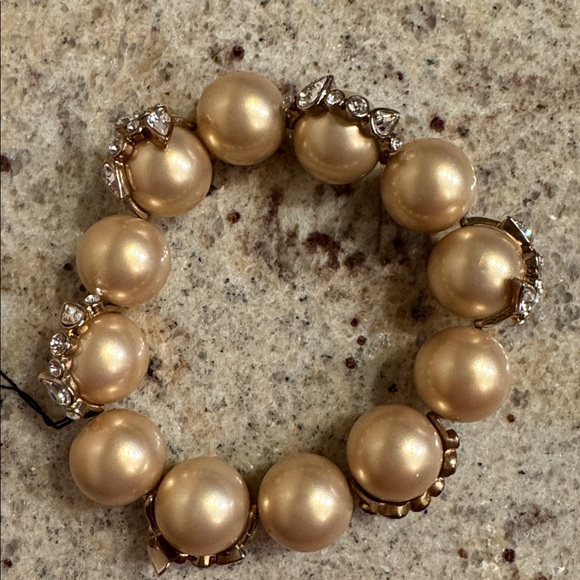 Givenchy Gold Pearl Bracelet with Crystal Accents - Picture 4 of 11
